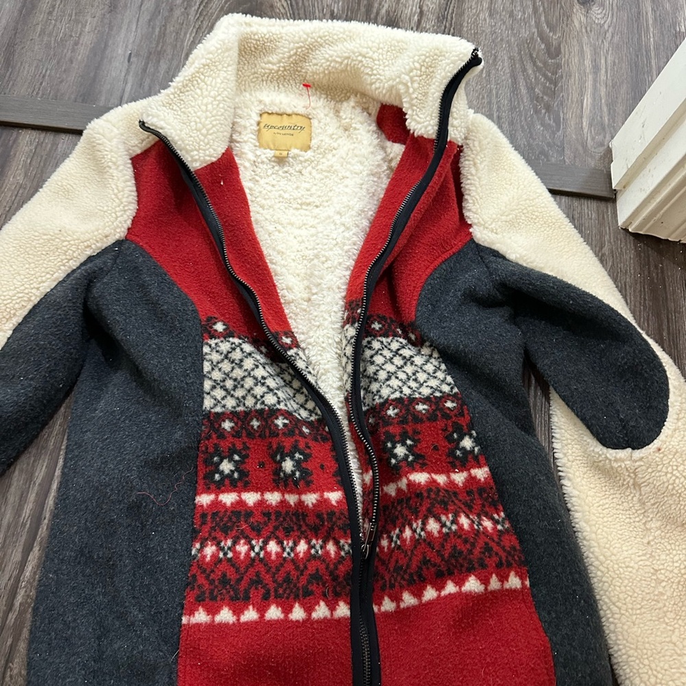 Cozy Red and Cream Teddy Jacket